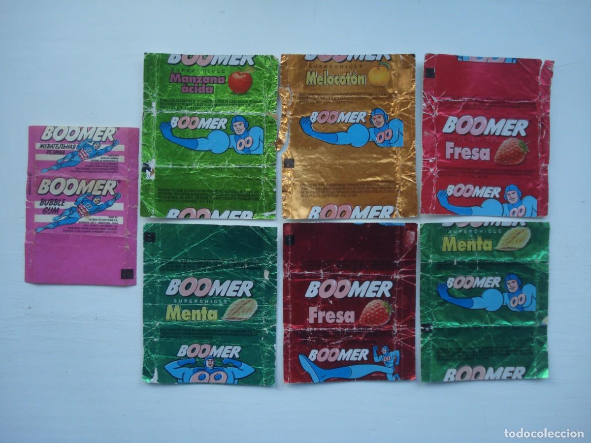 Coleccionismo cromos antiguos: 7 DIFERENTES ENVOLTORIOS BOOMER CROMOS CHICLES! KAUGUMMI BUBBLE GUM!