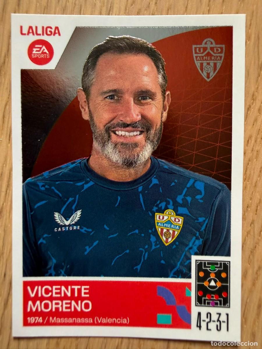 Coleccionismo cromos antiguos: 2 VICENTE MORENO ENTRENADOR UD ALMERIA 23 24 2023 2024 LIGA EA SPORTS COLECCIONES ESTE SIN PEGAR