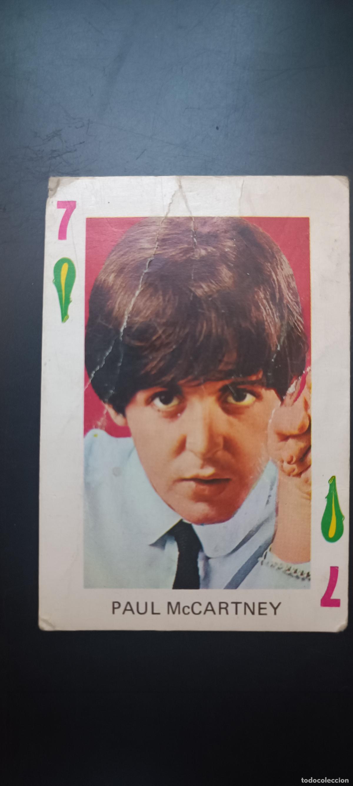 Coleccionismo cromos antiguos: CARTA - NAIPE - FAMOSOS DE T.V. - SIETE DE BASTOS - PAUL McCARTNEY - EDITORIAL FHER