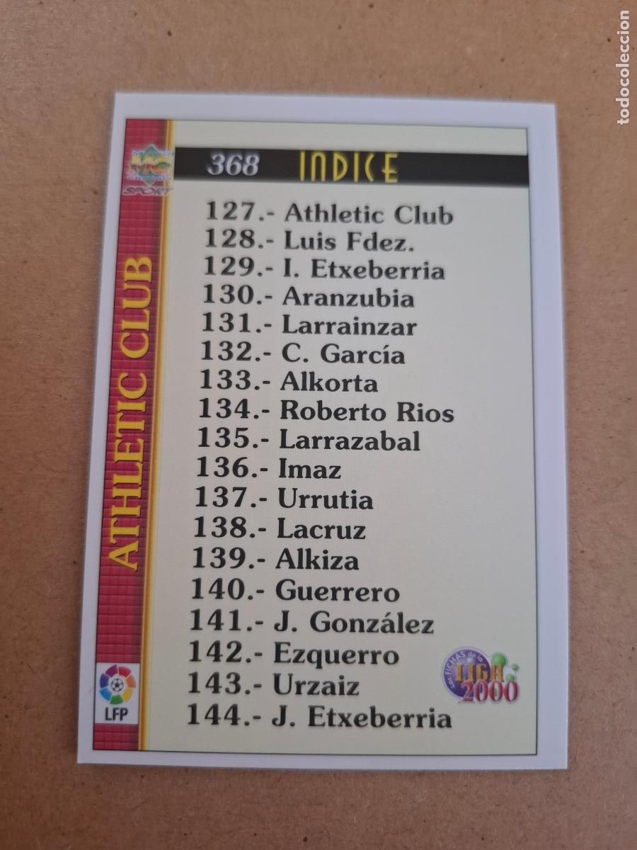 Coleccionismo cromos antiguos: MUNDICROMO 1999 2000 99 00 - 368 INDICE - ATHLETIC CLUB