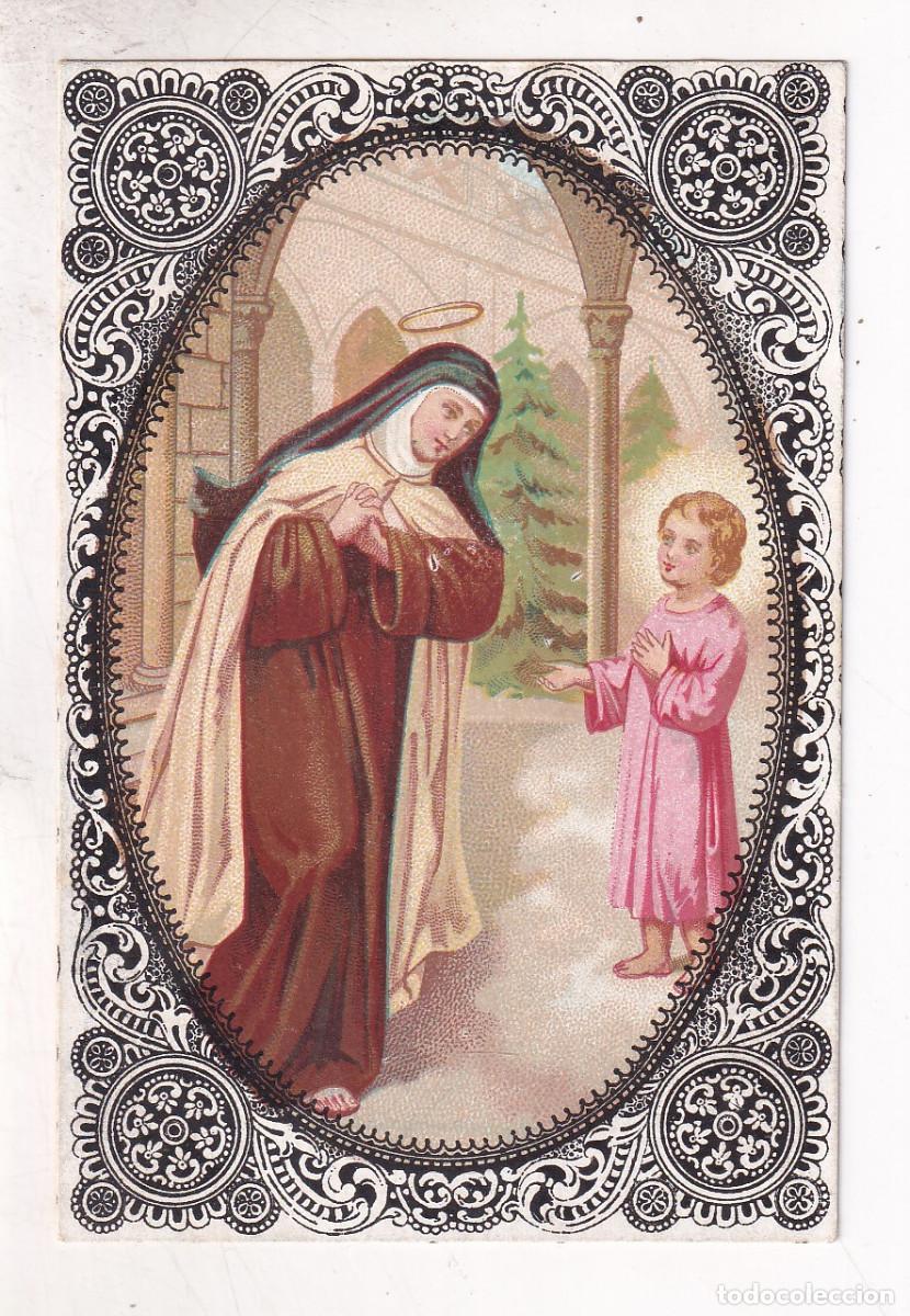 Coleccionismo cromos antiguos: CROMO ESTAMPA DE SANTA TERESA CON EL NI&Ntilde;O JES&Uacute;S. CHOCOLATES LA TRAPA