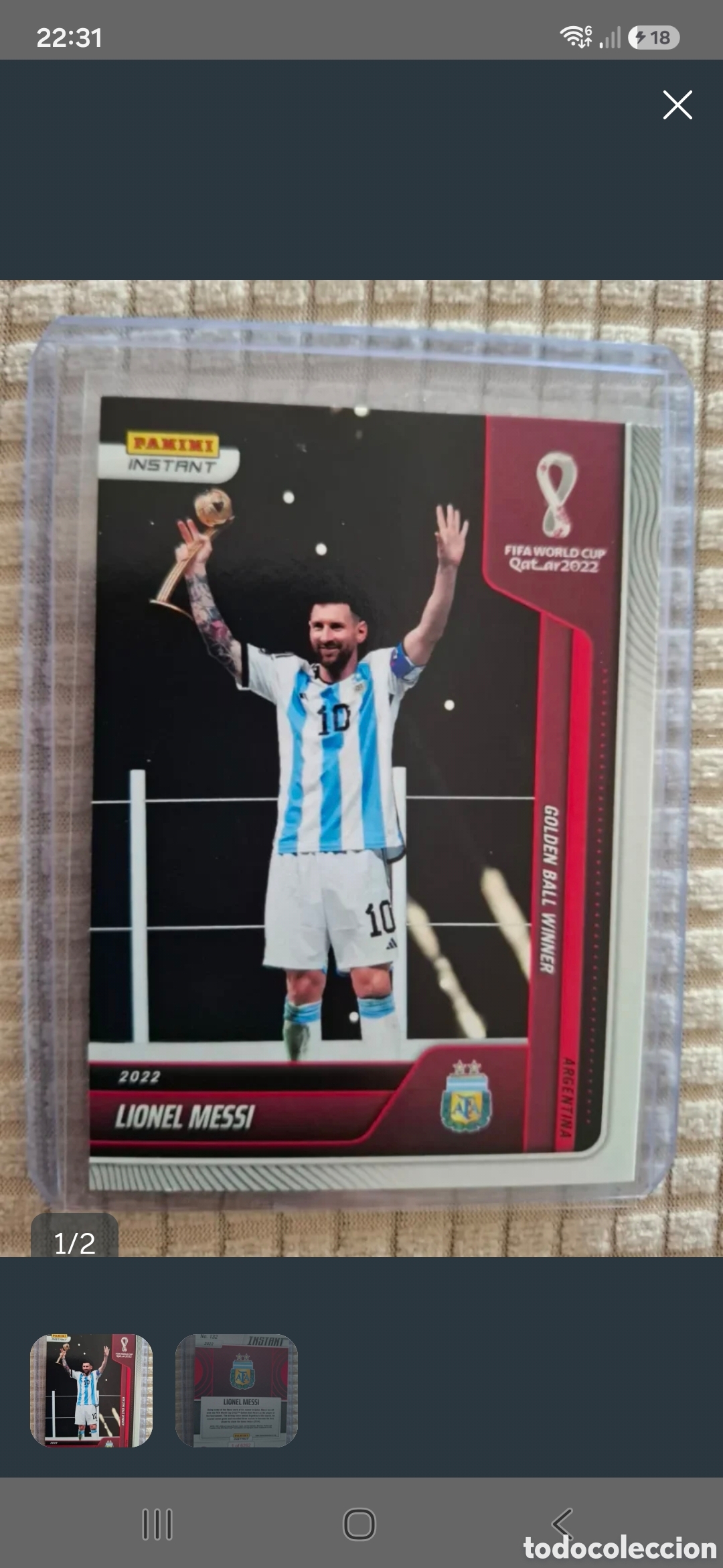 Coleccionismo cromos antiguos: Panini Instant Lionel Messi 2022 Golden Ball