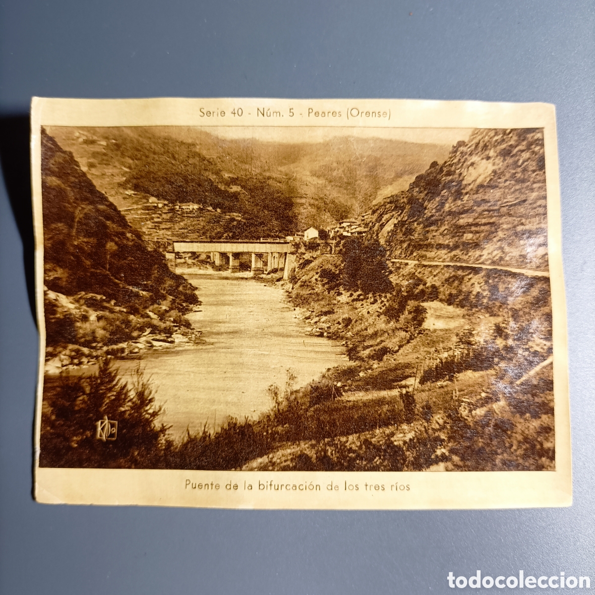 Collezionismo Figurine antiche: ANTIGUO CROMO. REPRODUCCI&Oacute;N POSTAL.SERIE 40 №5 PEARES (ORENSE)PUENTE DE LA BIFURCACI&Oacute;N DE LOS 3 RIOS