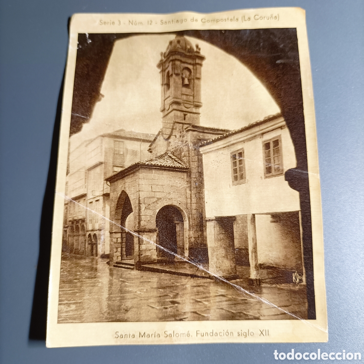 Coleccionismo cromos antiguos: ANTIGUO CROMO. REPRODUCCI&Oacute;N POSTAL. SERIE 3 №12 SANTIAGO DE COMPOSTELA. SANTA MARIA SALOM&Eacute; SIGLO XII