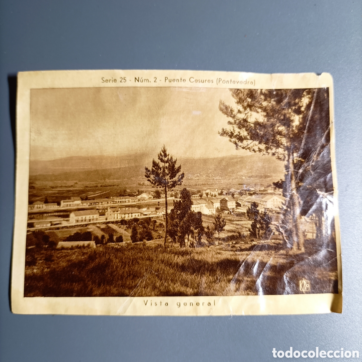 Coleccionismo cromos antiguos: ANTIGUO CROMO. REPRODUCCI&Oacute;N POSTAL. SERIE 25 №2. PUENTE CESURES (PONTEVEDRA). VISTA GENERAL