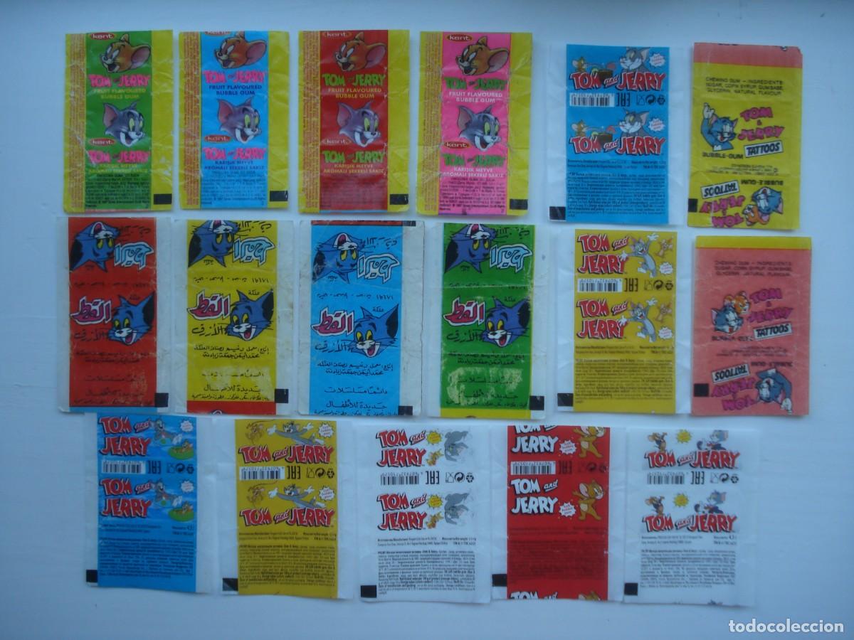 Coleccionismo cromos antiguos: 17 DIFERENTES ENVOLTORIOS TOM AND JERRY CROMOS CHICLES! KAUGUMMI BILDER WRAPPERS BUBBLE GUM!