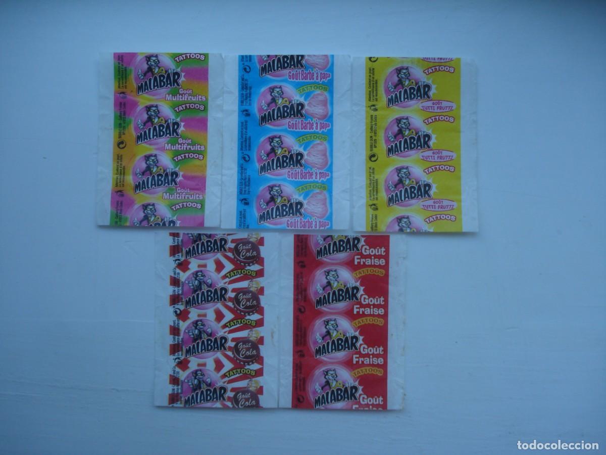 Coleccionismo cromos antiguos: 5 DIFERENTES ENVOLTORIOS MALABAR CROMOS CHICLES! KAUGUMMI BILDER WRAPPERS BUBBLE GUM!