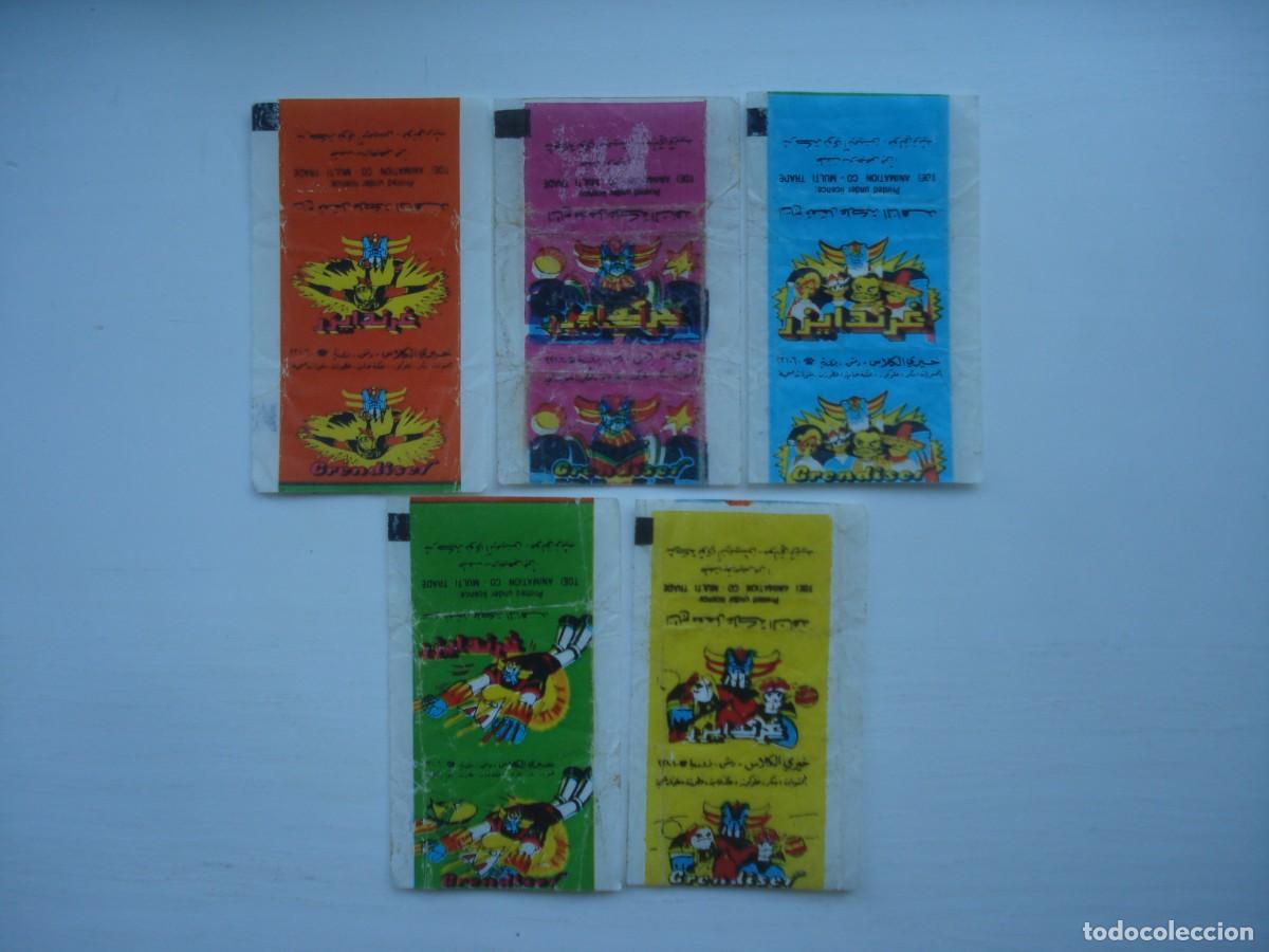 Coleccionismo cromos antiguos: 5 DIFERENTES ENVOLTORIOS GRENDISER CROMOS CHICLES! JUEGO COMPLETO! KAUGUMMI BUBBLE GUM!