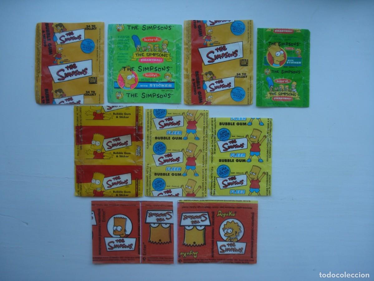 Coleccionismo cromos antiguos: 9 DIFERENTES ENVOLTORIOS SIMPSONS CROMOS CHICLES! KAUGUMMI BILDER WRAPPERS BUBBLE GUM!