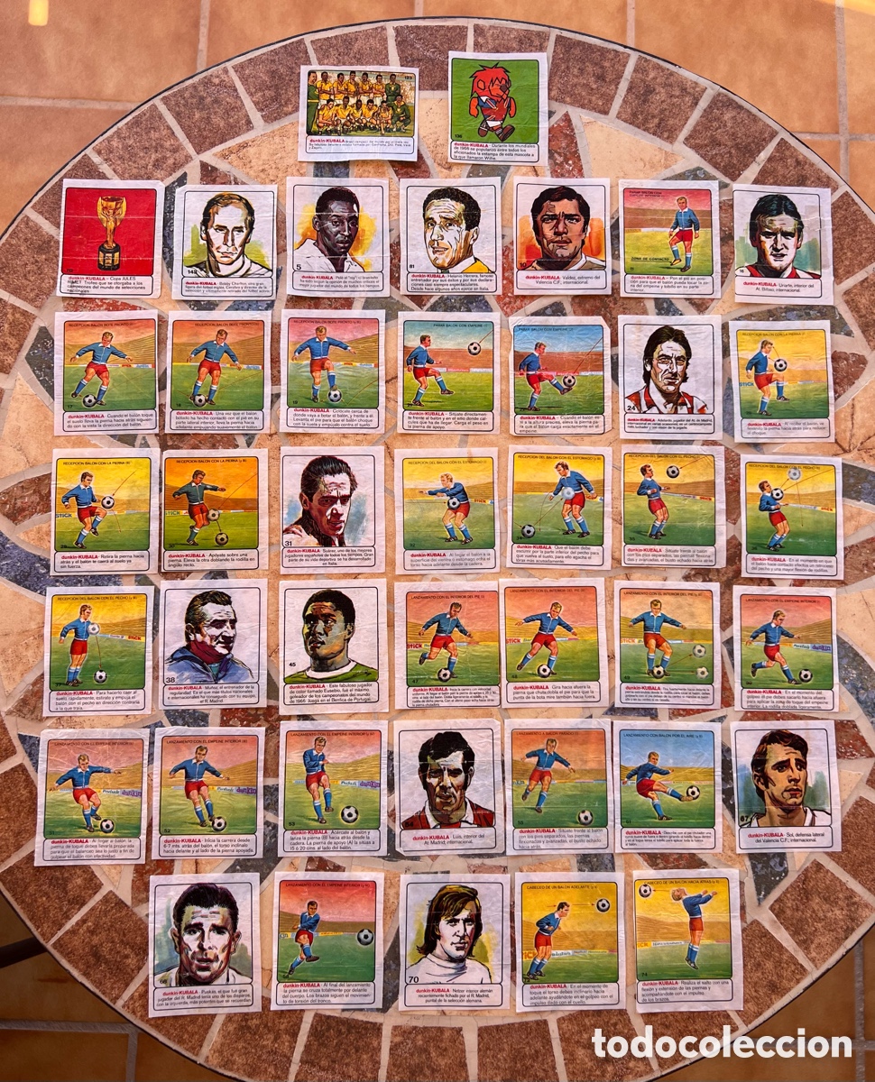 Coleccionismo cromos antiguos: Dunkin Kubala, lote de 42 cromos de f&uacute;tbol Gallina Blanca