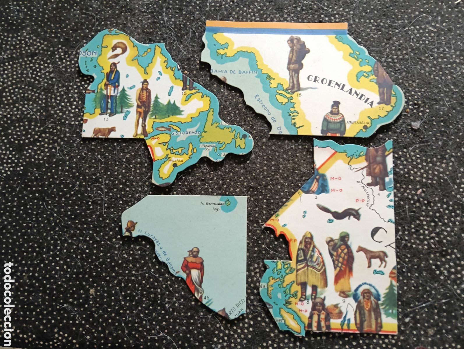 Coleccionismo cromos antiguos: Albumes de mapas geogr&aacute;ficos troquelados que se regalaban como obsequio comercial dentro de las tabl