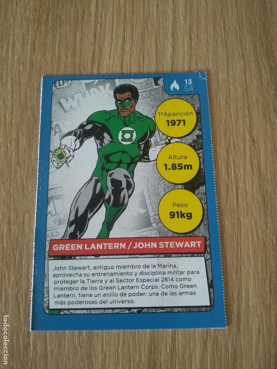Coleccionismo cromos antiguos: 13 GREEN LANTERN JOHN STEWART CROMO CARREFOUR DC COMICS