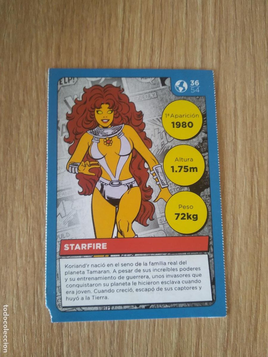 Coleccionismo cromos antiguos: 36 STARFIRE CROMO CARREFOUR DC COMICS