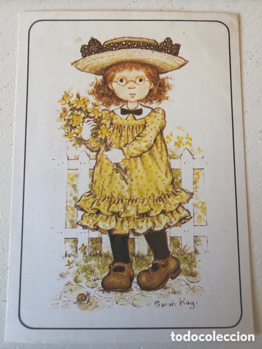 Coleccionismo cromos antiguos: Cromo Sticker Extra Sarah Kay - D&eacute;cada 80 - Ni&ntilde;a con vestido amarillo y flores - Sin pegar