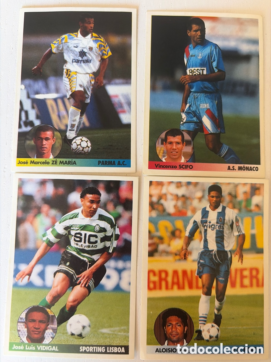 Collectable Antique Stickers: Los mejores Equipos de Europa 97/98 - Scifo, Z&eacute; Mar&iacute;a, Vidigal, Aloisio - Sin Pegar