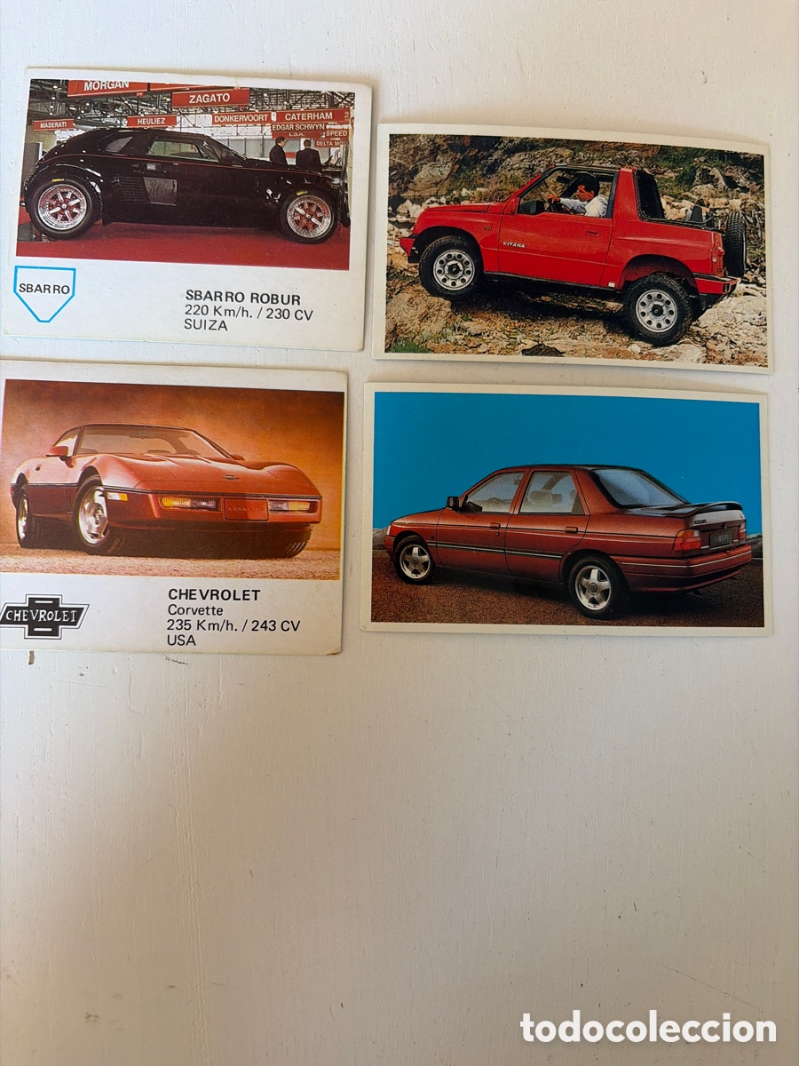 Coleccionismo cromos antiguos: Lote 4 Cromos Coches Auto 2000 Comic-Romo (1988) - Sbarro, Corvette, Suzuki Vitara y Ford Escort