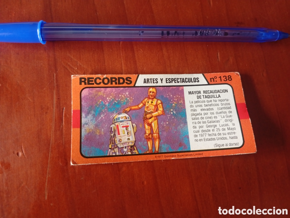 Coleccionismo cromos antiguos: CROMO LOS RECORDS DEL MUNDO BIMBO N &ordm; 138 LA GUERRA DE LAS GALAXIAS DROIDS R2D2 C3PO