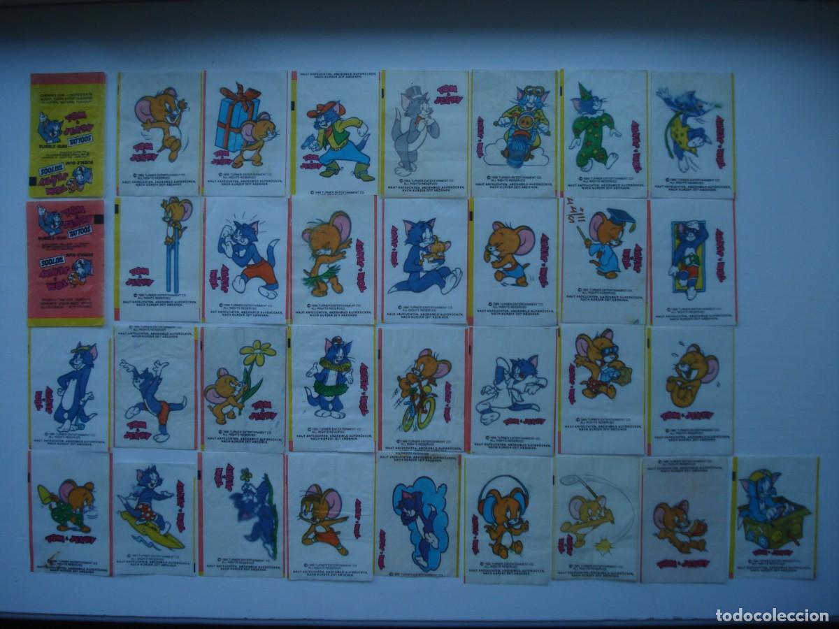 Coleccionismo cromos antiguos: 31 DIFERENTES TATTOOS + 2 ENVOLTORIOS TOM JERRY CROMOS CHICLES! KAUGUMMI WRAPPERS TATTOO BUBBLE GUM!