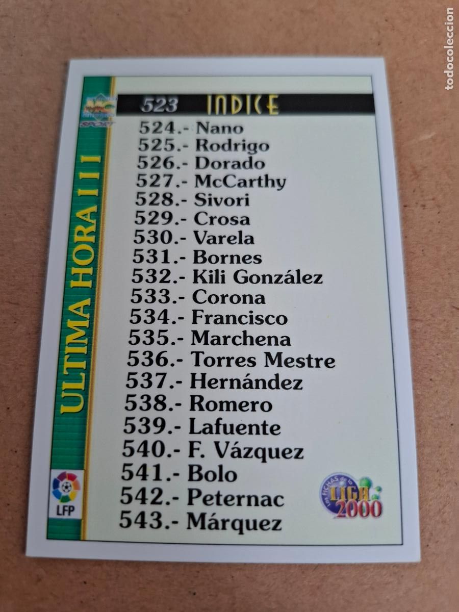 Coleccionismo cromos antiguos: MUNDICROMO 1999 2000 99 00 - 523 &Iacute;NDICE &Uacute;LTIMA HORA III
