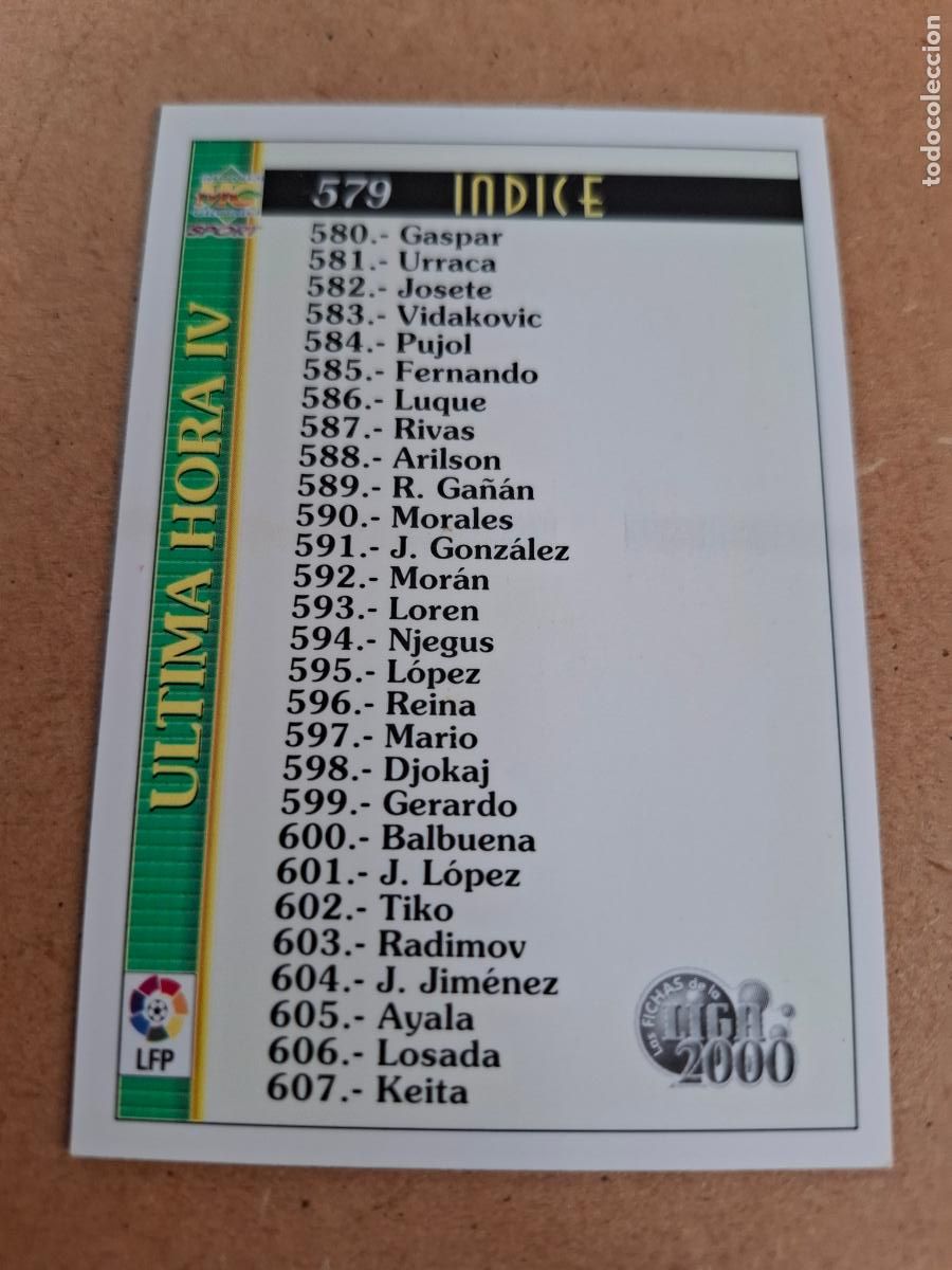 Coleccionismo cromos antiguos: MUNDICROMO 1999 2000 99 00 - 579 &Iacute;NDICE &Uacute;LTIMA HORA IV
