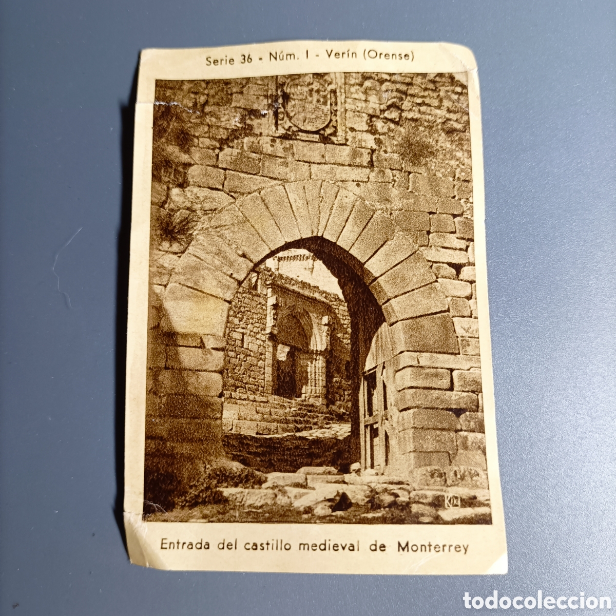 Coleccionismo cromos antiguos: ANTIGUO CROMO. REPRODUCCI&Oacute;N POSTAL. SERIE 36. №1 VERIN (ORENSE). ENTRADA DEL CASTILLO DE MONTERREY