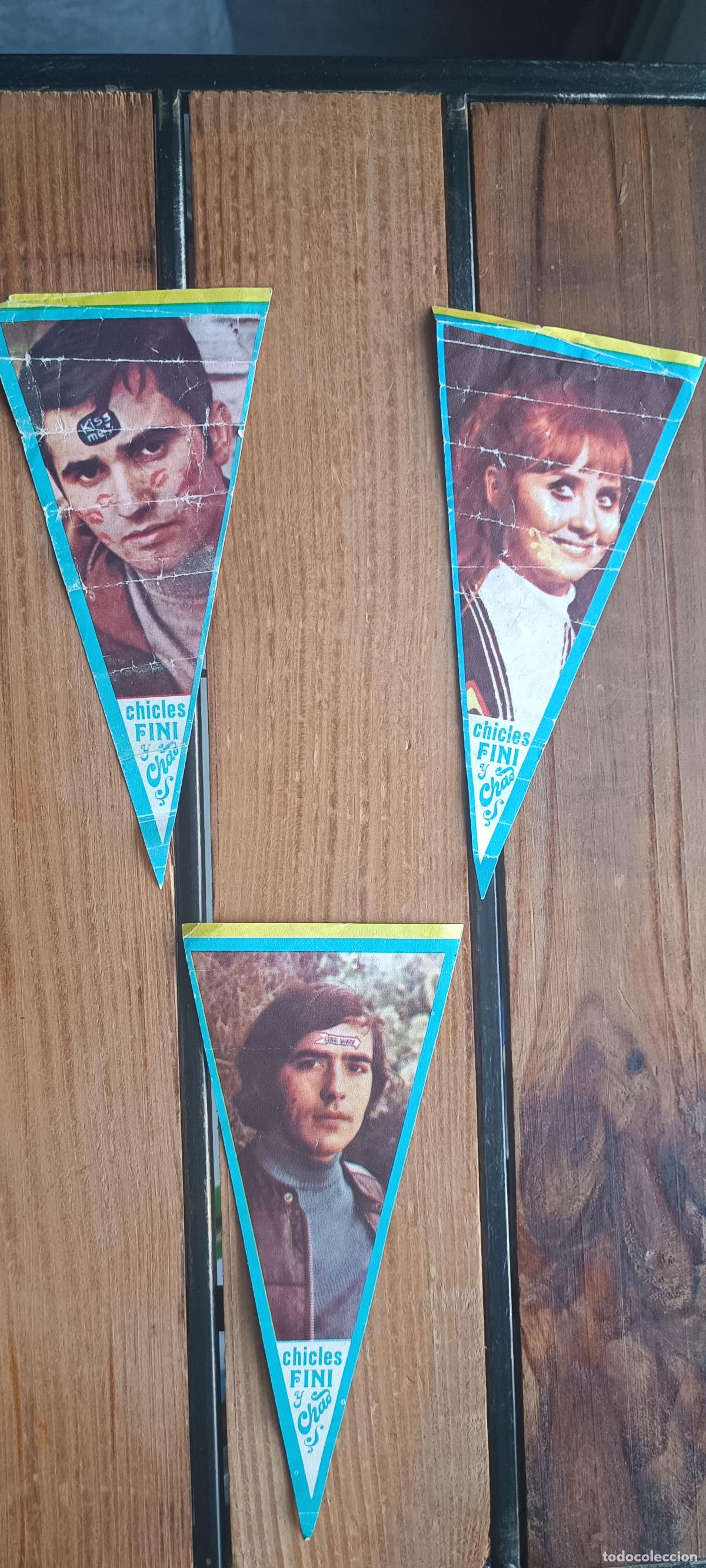 Coleccionismo cromos antiguos: 3 CROMOS FORMA BANDER&Iacute;N - FABULOSOS DE LA CANCI&Oacute;N - CHICLES FINI Y CHAO. A&Ntilde;OS 70