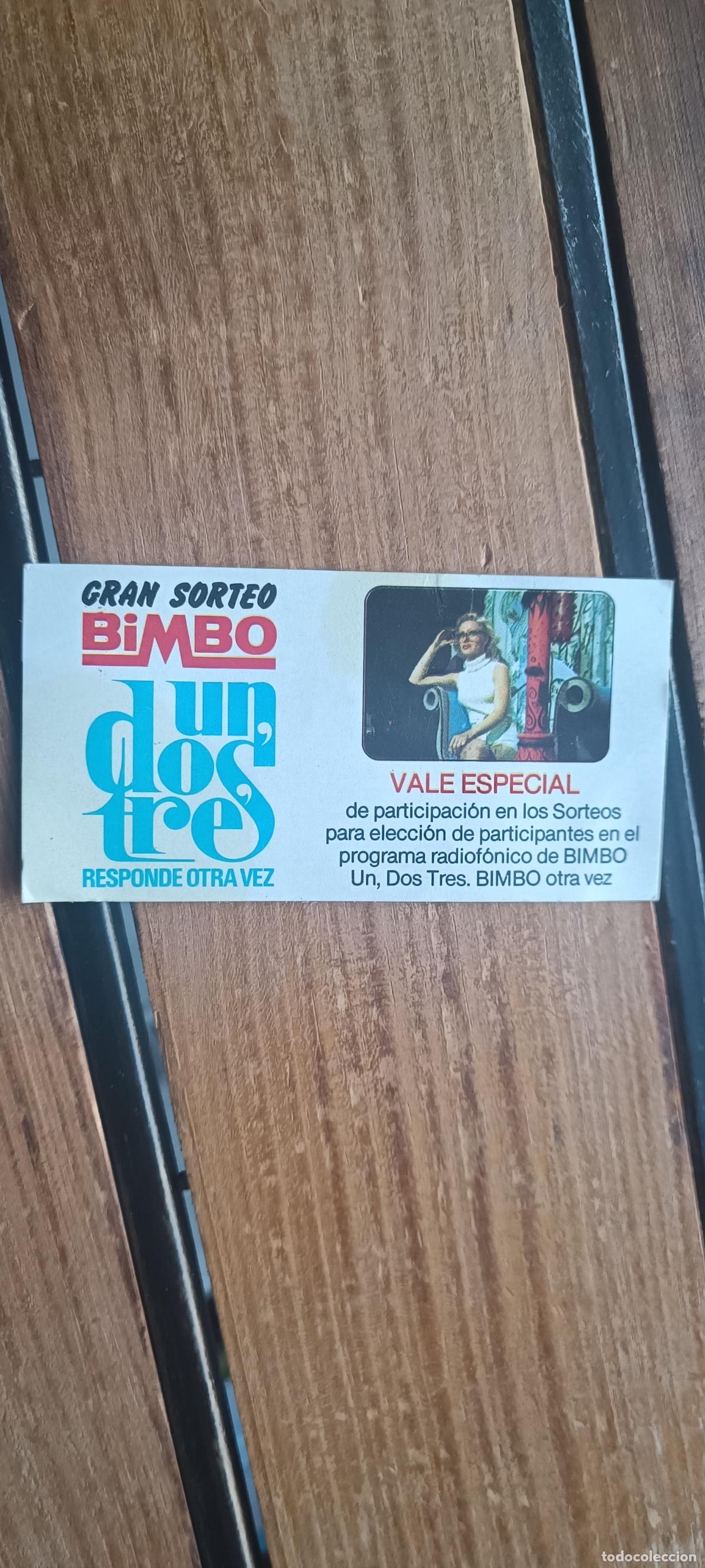 Coleccionismo cromos antiguos: CROMO UN,DOS,TRES RESPONDE OTRA VEZ. VALE ESPECIAL. GRAN SORTEO BIMBO