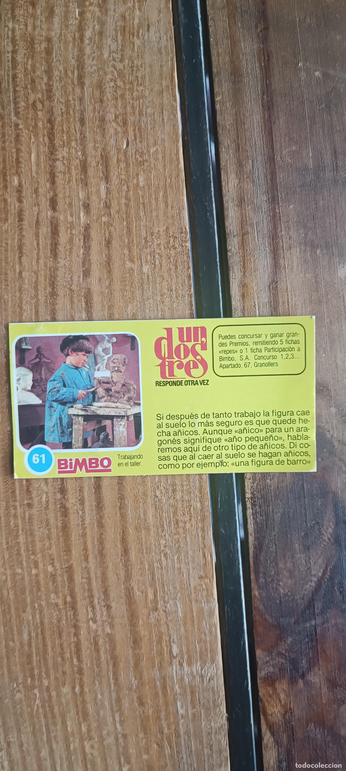 Coleccionismo cromos antiguos: BIMBO : ANTIGUO CROMO N&ordm; 61 PROGRAMA TVE UN DOS TRES RESPONDE OTRA VEZ PASTELITOS BONY A&Ntilde;O 1976