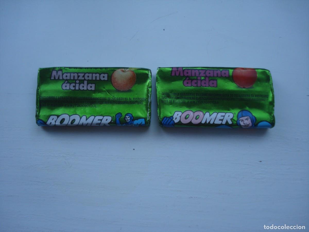 Coleccionismo cromos antiguos: 2 DIFERENTES SIN ABRIR CHICLES BOOMER MANZANA ACIDA! KAUGUMMI UNOPENED BUBBLE GUM!