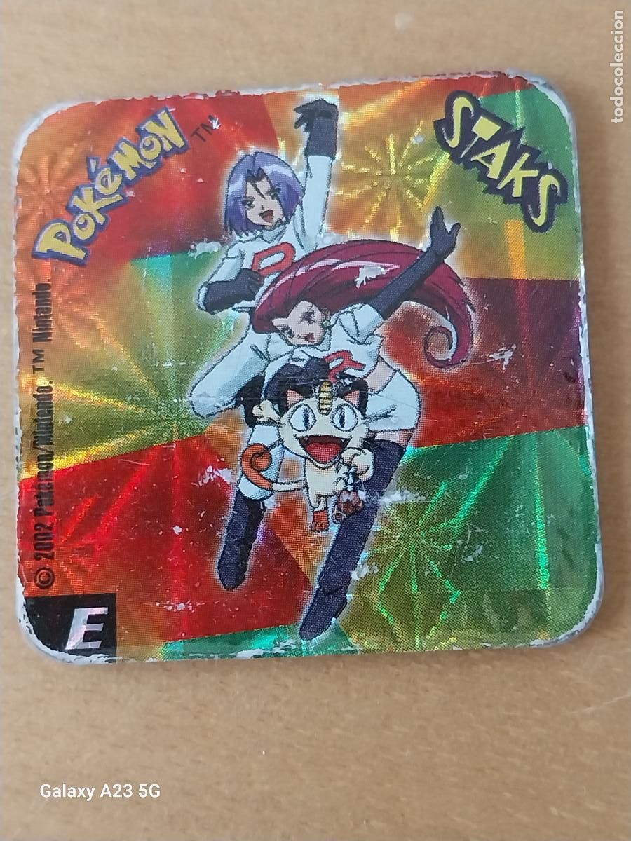 Coleccionismo cromos antiguos: POKEMON STAKS BRILLANTE CROMO LETRA E IMAN ORIGINAL MUY JUGADO TEAM ROCKET