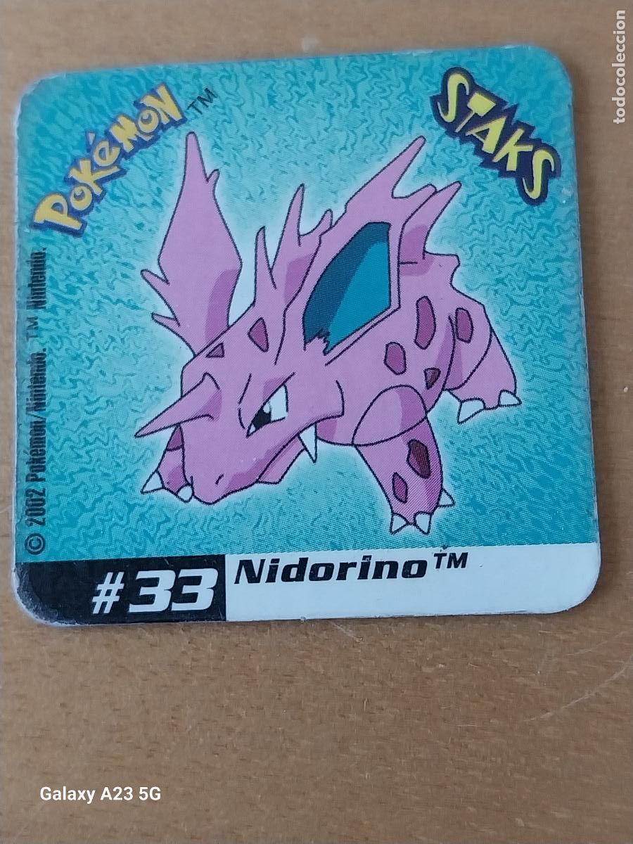 Coleccionismo cromos antiguos: POKEMON NIDORINO STAKS BRILLANTE CROMO 33 IMAN ORIGINAL JUGADO