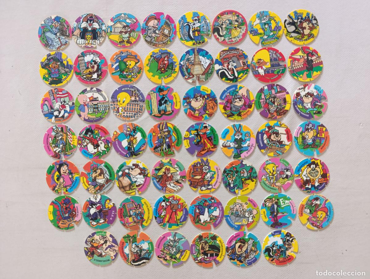 Coleccionismo cromos antiguos: LOTE 54 TAZOS WORLD FLIPPO - SERIE CASI COMPLETA - 54 DE 60 - SMITHS - 1996 - WARNER BROS (Q7C#w)