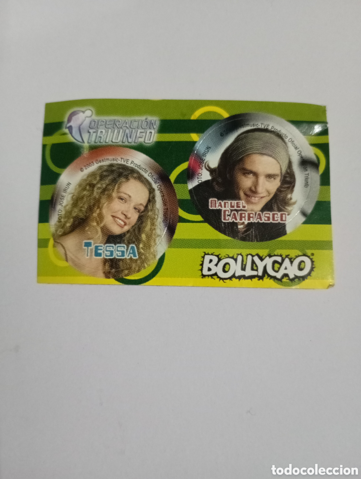 Coleccionismo cromos antiguos: Cromo Bollycao Manuel Carrasco Tessa Operaci&oacute;n Triunfo 2003 GestMusic OT TVE Sin pegar Dif&iacute;cil