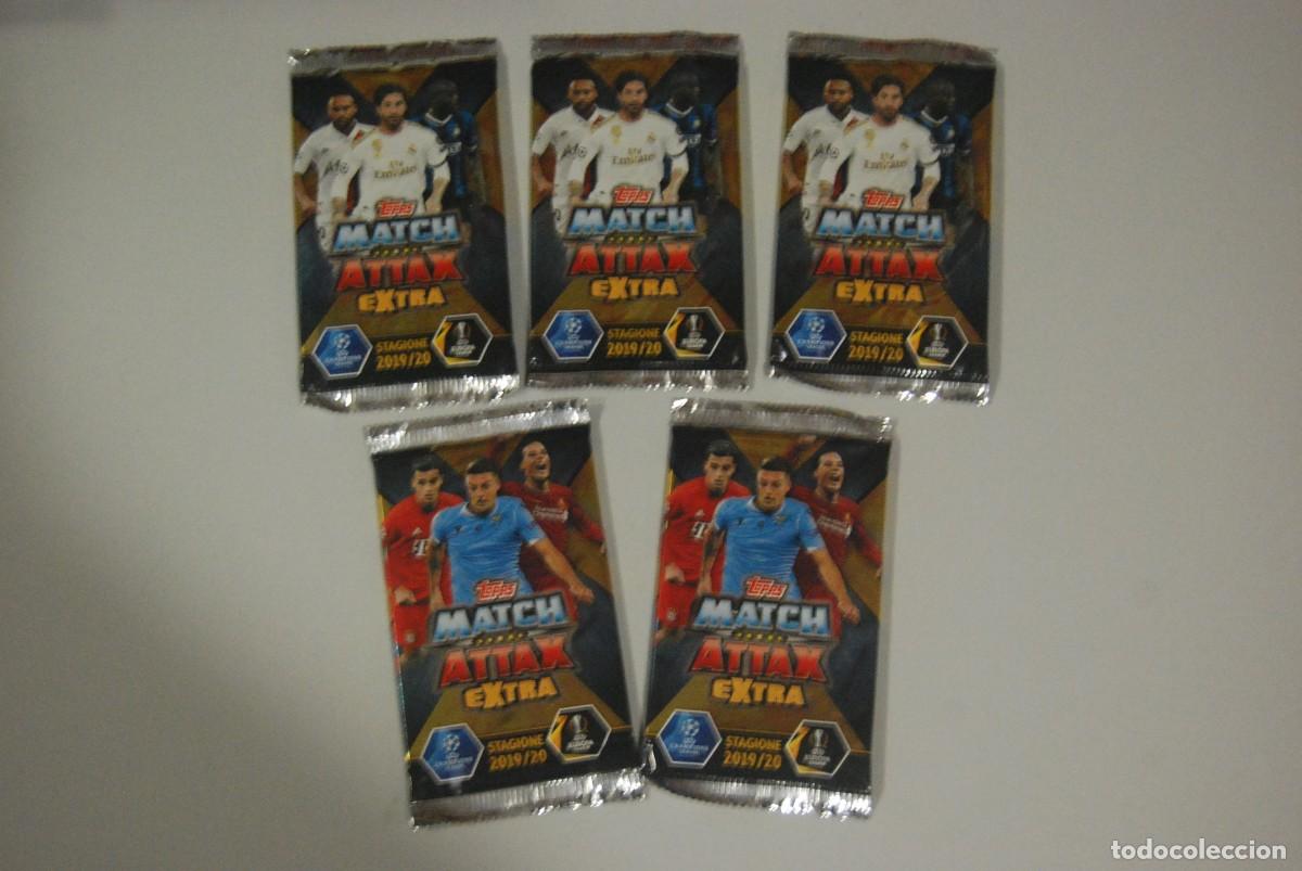 Coleccionismo cromos antiguos: LOTE 5 SOBRES SIN ABRIR TOPPS MATCH ATTAX &rdquo;EXTRA&rdquo; 2019-20 DOS VARIANTES DISTINTAS (VER FOTOS)