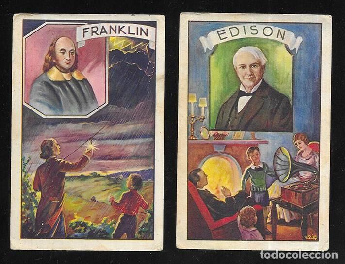 Colecionismo Cromos antigos: Cromo. Hombres Eminentes Serie 2&ordf; n&ordm;s 9 -11 Col.12 dibujos Chocolates Amatller. 1930-1940