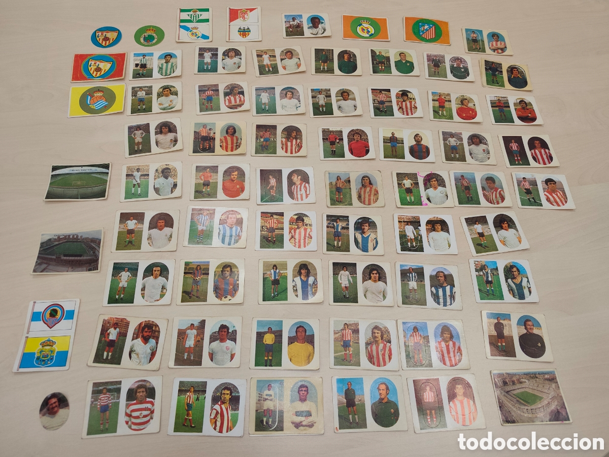 Coleccionismo cromos antiguos: Lote Cromos F&uacute;tbol Editorial Maga (A&ntilde;o 1975) &ndash; Jugadores, Escudos y Estadios | Colecci&oacute;n Vintage