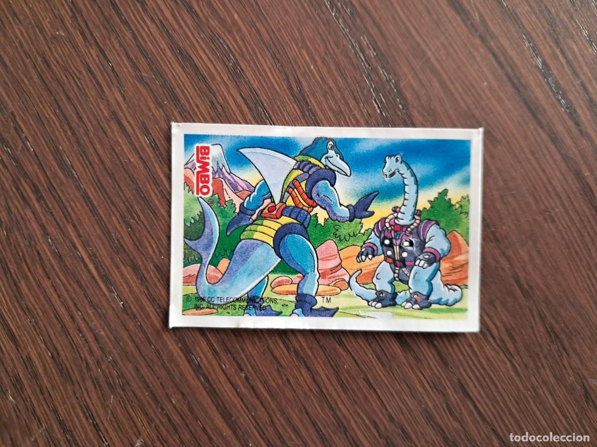 Coleccionismo cromos antiguos: cromo super-rasca, adhesivo de bimbo, dinosaucers n&ordm; 5, a&ntilde;o 1986. sin pegar.