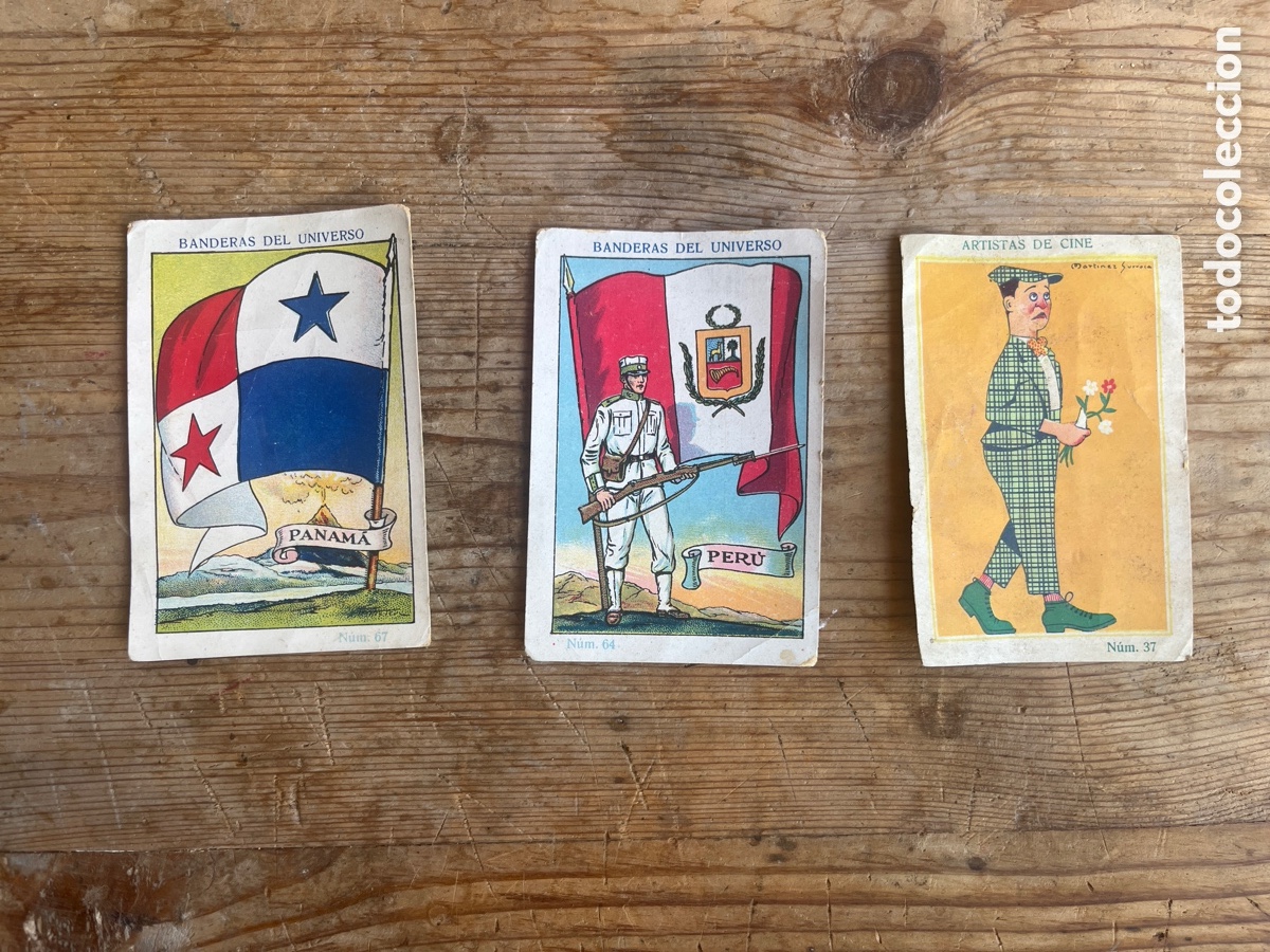 Coleccionismo cromos antiguos: Lote 3 cromos antiguos &ndash; Banderas del Universo y artistas de cine