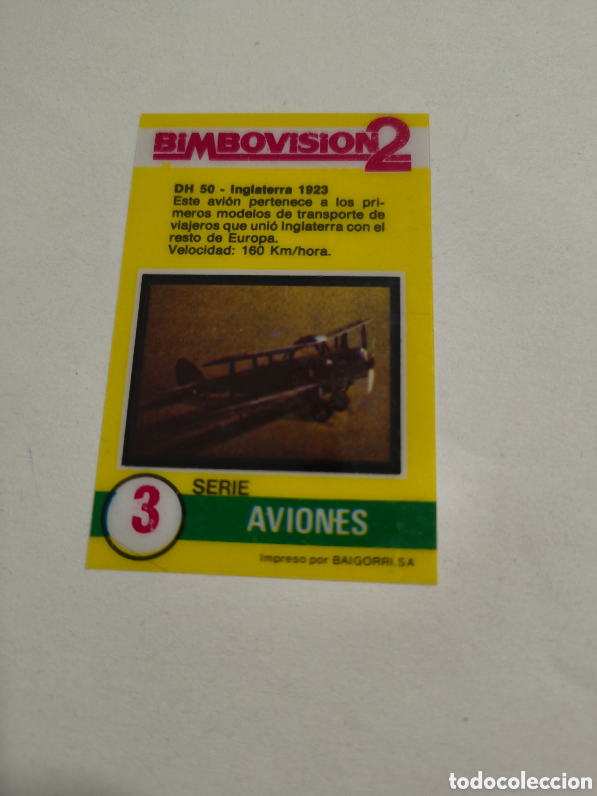Collezionismo Figurine antiche: BIMBOVISION 2, AVIONES 3, DH 50 INGLATERRA 1923