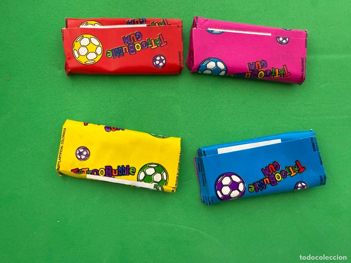 Coleccionismo cromos antiguos: 4 chicles sin abrir cerrados - diferentes - Tattoo Bubble Gum