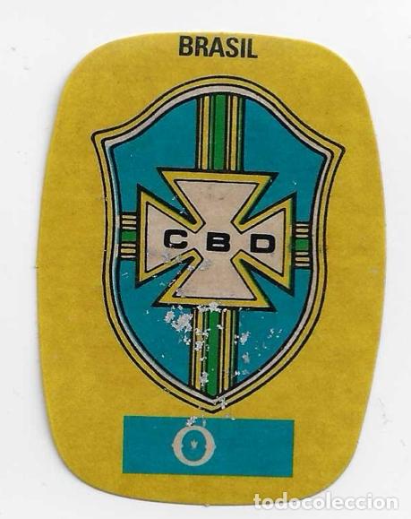 Coleccionismo cromos antiguos: Espa&ntilde;a 1982_Pegatina_Escudo Brasil