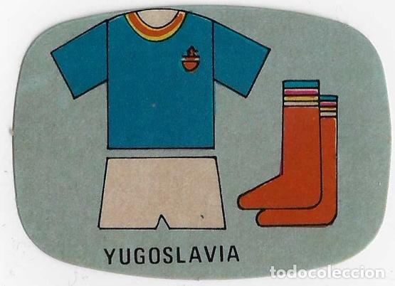 Coleccionismo cromos antiguos: Espa&ntilde;a 1982_Pegatina_Equipacion Yugoslavia