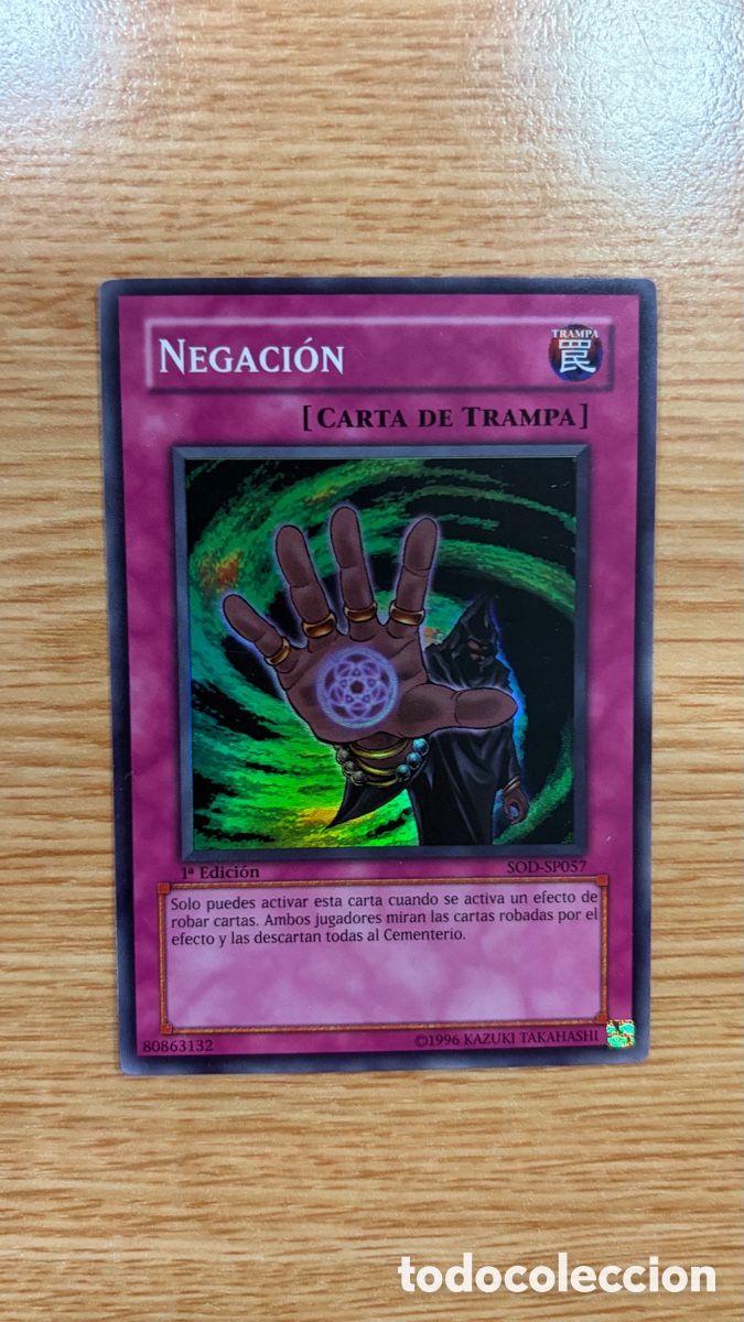 Coleccionismo cromos antiguos: Carta &ldquo;Negaci&oacute;n&rdquo; Yu-Gi-Oh! C&oacute;digo SOD-SP057, 1&ordf; edici&oacute;n