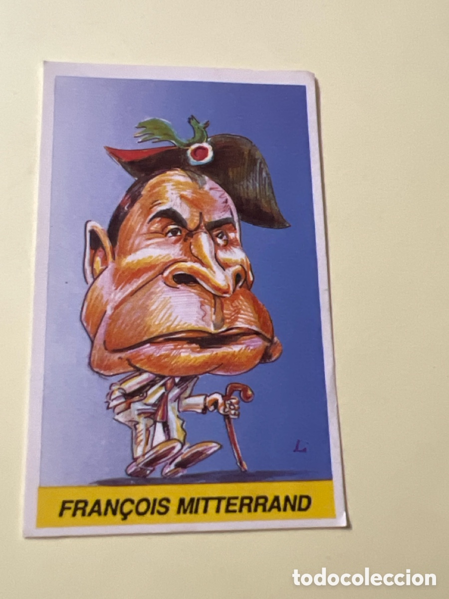 Coleccionismo cromos antiguos: E201. 67 CARICATURAS EDITORIAL MILANO - FRAN&Ccedil;OIS MITTERRAND -- SIN PEGAR 92 1992
