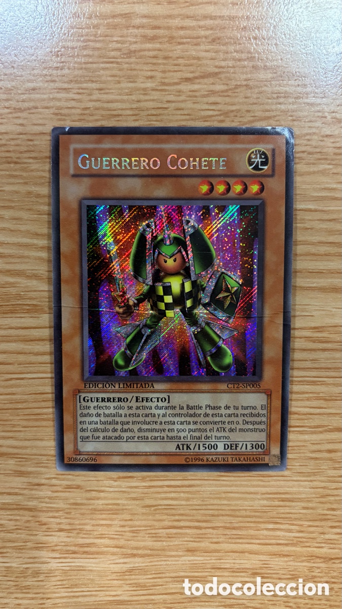 Coleccionismo cromos antiguos: Carta &ldquo;Guerrero Cohete&rdquo; Yu-Gi-Oh! C&oacute;digo CT2-SP005, edici&oacute;n limitada.