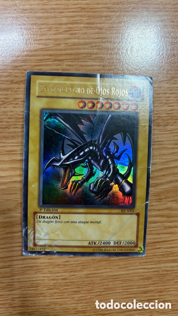 Colecionismo Cromos antigos: Carta &ldquo;Drag&oacute;n Negro de Ojos Rojos&rdquo; Yu-Gi-Oh! C&oacute;digo BIJ-S001, 1&ordf; edici&oacute;n.