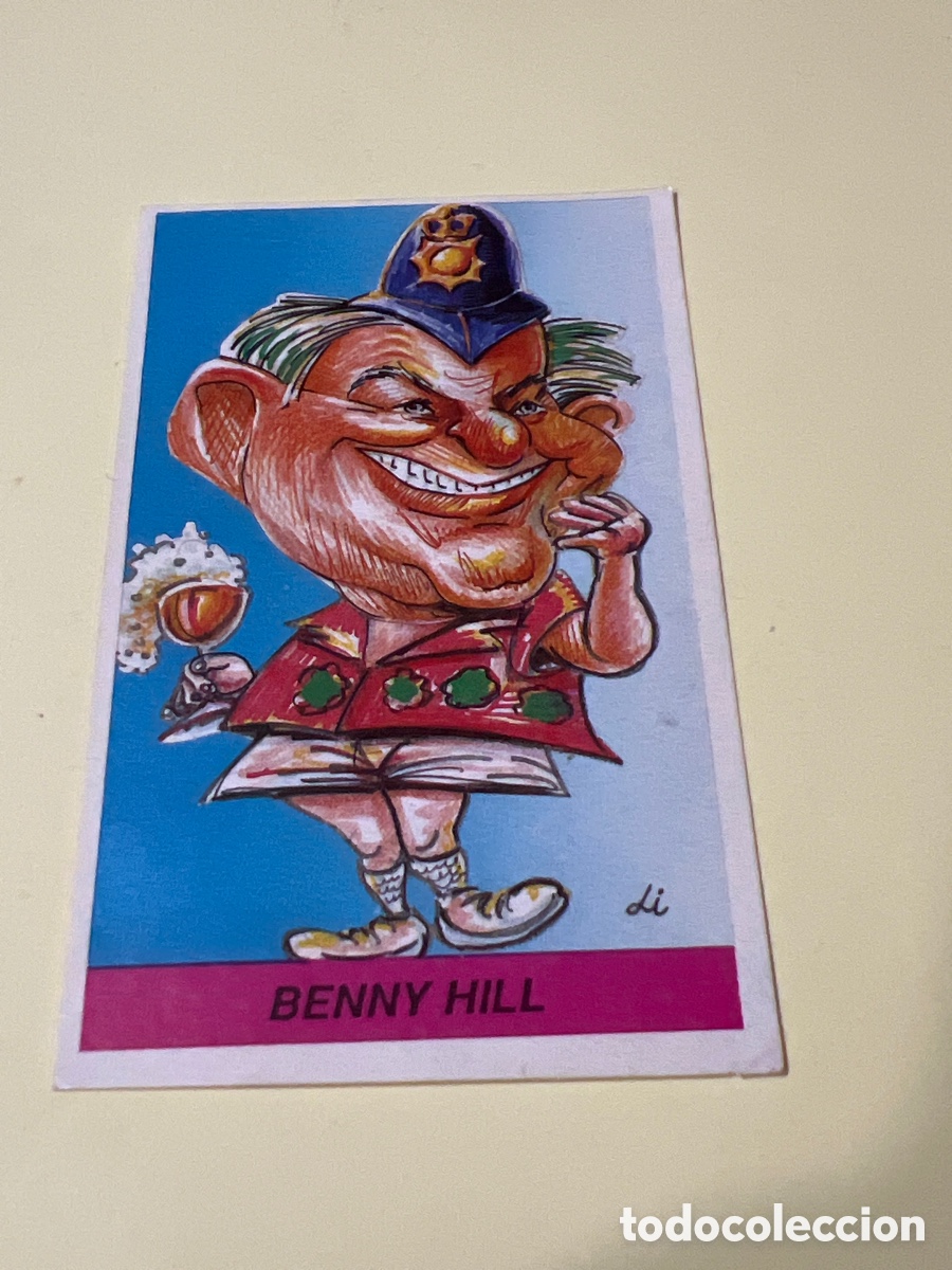 Coleccionismo cromos antiguos: E224. N&ordm; 105 BENNY HILL - CARICATURAS EDITORIAL MILANO 1992 - CROMO SIN PEGAR -
