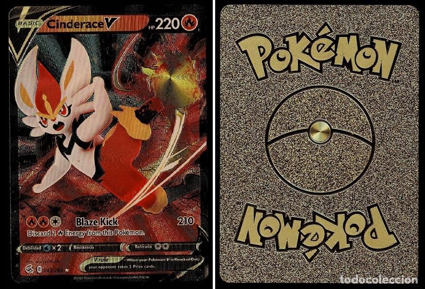 Coleccionismo cromos antiguos: C7- Cromo POKEMON DORADO Aureola NEGRA CINDERACE V hp 220
