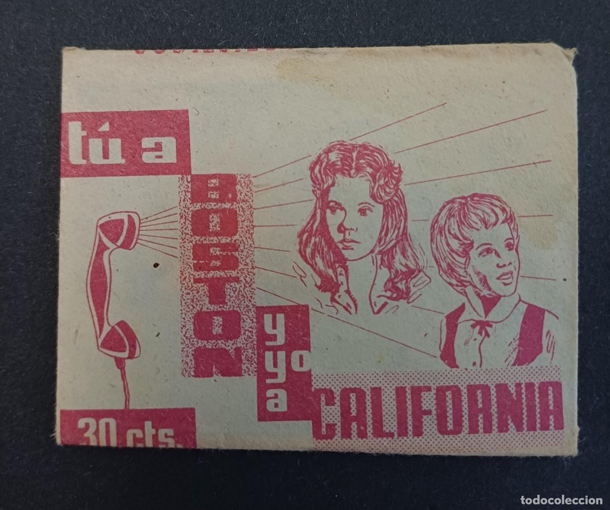 Coleccionismo cromos antiguos: SOBRE DE CROMOS SIN ABRIR, TU A BOSTON Y YO A CALIFORNIA, FHER, BUEN ESTADO