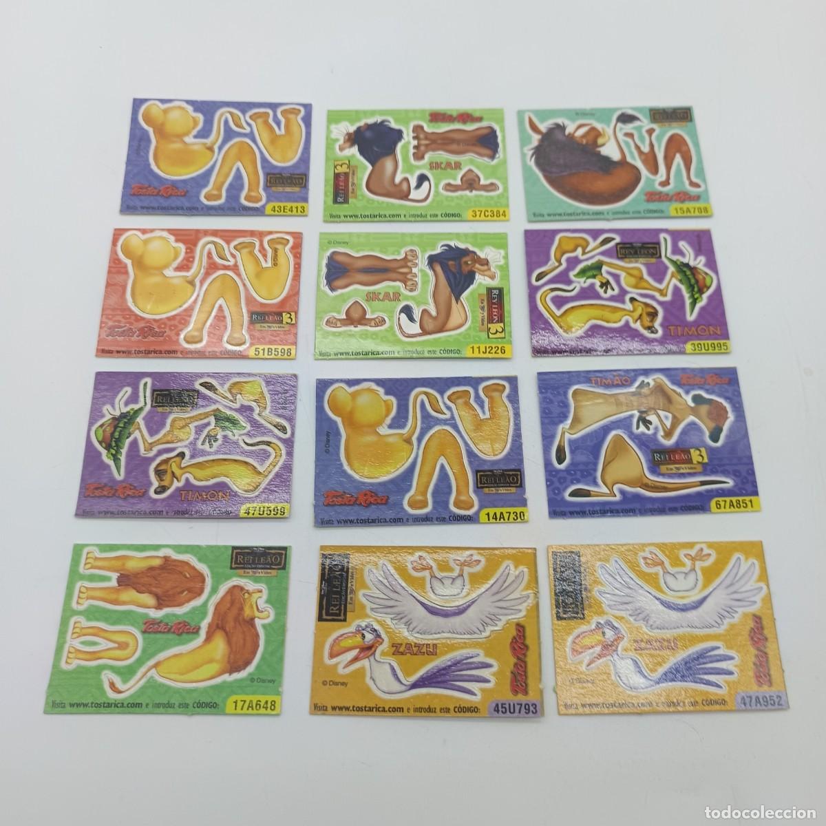Coleccionismo cromos antiguos: Lote de 12 cromos Tosta Rica El Rey Le&oacute;n &ndash; Disney a&ntilde;os 90